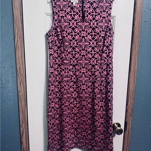 Elegant Coral and Black Patterned Sheath Dress